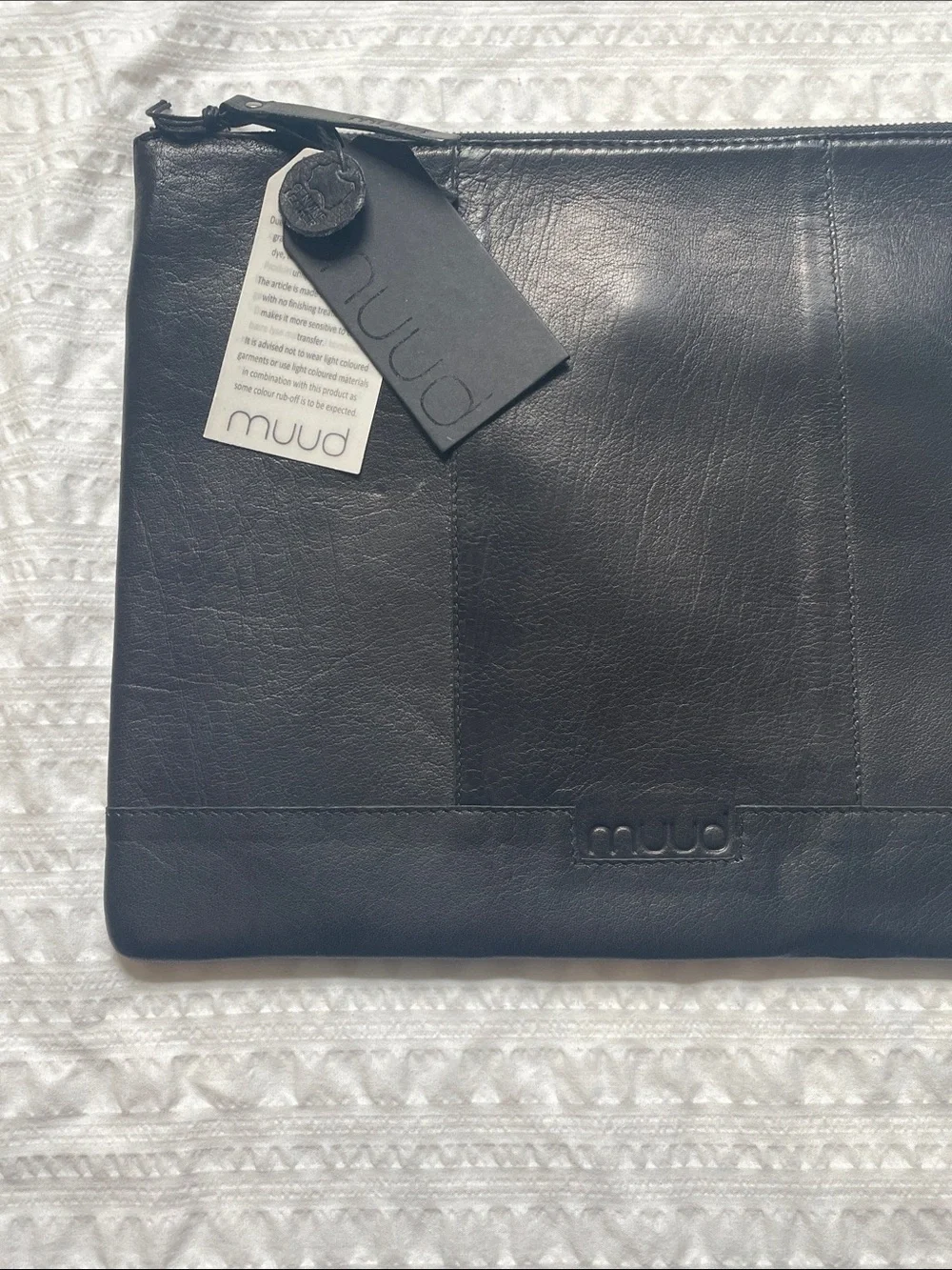NWT Muud Handcrafted Copenhagen Leather Laptop Sleeve Black